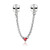 ATHENAIE 925 Sterling Silver Love Heart Connection Clear CZ Safety Chain Fit European Bracelets Color Red