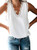 Uusollecy Womens V Neck Lace Trim Tank Tops Casual Loose Sleeveless Blouse Shirts White
