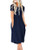 DB MOON Women Summer Casual Short Sleeve Dresses Empire Waist Dress with Pockets Navy Blue L DB MOON Women Summer Casual Short Sleeve Dresses Empire Waist Dress with Pockets Navy Blue L