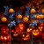 Brwoynn 30 Inches Solar Halloween Yard Decorations Outdoor LED Solar Powered Pumpkin Halloween Pathway Lights Metal Garden Stakes Lawn Yard Ornament Set of 2
