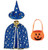 Halloween Costume Wizard Cape Witch Cloak with Hat with Stay Pattern and Pumpkin Pocket Childrens Role Play Party Blue