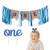 Baby 1st Birthday Boy Decorations Set 3pack 1st Birthday Party Deco Burlap Highchair Banner Cake Topper Blue Hat Crown
