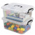 Idomy 8 L Plastic Storage Latch Box Clear Containers with Lids 2Pack