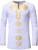 LucMatton Mens African Traditional Long Sleeve Dashiki Luxury Metallic Gold Printed Shirt White XLarge