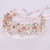 Oriamour Wedding Headband Bridal Headpiece Flower Design With Genuine Freshwater Pearls And Ribbons Hair Accessories For Bride Rose Gold