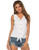 Womens Tanks Camis Tie Front Button Down Shirts Sleeveless Casual Blouse Tops White L