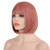 Sofeiyan Short Straight Pink Bob Wigs 11 inch Synthetic with Bangs Daily Party Cosplay Hair Wig for Black Women Pink