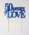 All About Details 50 Years of Love Cake Topper, 1PC, 50th year anniversary, 50th birthday (Blue)