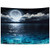 TDYNASTY DESIGN Night Sky Wall Tapestry, Full Moon and Foggy Clouds with Turquoise Glass Like Sea Ocean Print, Wall Hanging for Bedroom Living Room Dorm
