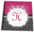 3dRose db_113847_3 Elegant Pink with Black and White Polka Dot Monogram Letter H-Mini Notepad, 4 by 4"