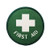 First Aid Circle Woven Iron On Patch Military Medical Medic Green White Cross Badge