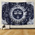 BLEUM CADE Psychedelic Moon and Sun Tapestry Wall Hanging Dark Blue White Celestial Tapestry Indian Hippy Bohemian Mandala Tapestry for Bedroom Living Room Dorm