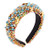 Rhinestone Padded Headband Bejewelled Crystal beaded Wide Velvet Hairband Hair Hoop Party Wedding Headwear Hair Accessories For Woman Girls rainbow