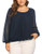 INVOLAND Womens Plus Size Blouses ShortLong Sleeve Tunic Tops Shirt Scoop Neck Pleated Front Fitted Navy Blue
