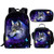 UNICEU Cool Galaxy Animal Wolf Print Backpack 3PCSSet Kids School BagLunch BoxesPencil Bag