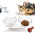 Cat Elevated Double Transparent Plastic Bowl Food Water Bowls with Raised Stand 15°Tilted Raised Pet Feeder Bowl for Cats and Small Dogs