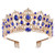 Women Luxurious Crystal Rhinestone Bridal Crown Princess Headpieces Girls Tiara Accessory with Comb Gold  Blue Women Luxurious Crystal Rhinestone Bridal Crown Princess Headpieces Girls Tiara Accessory with Comb Gold  Blue