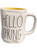 Rae Dunn Hello Spring Mug White LL Yellow Interior Long Letter Coffee Tea Mug