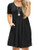 FOLUNSI Womens Plus Size Short Sleeve Pleated Casual Shirt Dress with Pockets Black 3XL