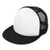 Flat Billed Trucker Cap with Mesh Back in BlackWhite