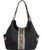 Worldlyda Women Canvas Hobo Purse Multi Pocket Tote Shopper Shoulder Bag Casual Top Handle handbag with Embroidery Ethnic Upgraded Black