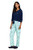 Lands End Womens Long Sleeve Knit Sleep Set Seafoam Blue Lights Regular Small