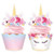 xo Fetti Unicorn Cupcake Toppers  Wrappers  set of 24  Rainbow Birthday Party Supplies  Magical Flower Decorations