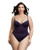 Dreamgirl Womens Plus Size Microfiber Bodysuit with Chainmail Shoulder Straps Eggplant 1X