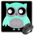 3dRose LLC 8 x 8 x 025 Inches Cute Turquoise Hounds Tooth Patterned Owl Mouse Pad mp610321