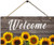 Dadidyc Welcome Sign Front Porch Decor  Beautiful Sunflowers Rustic Wooden Front Door Decor Wall Plaque House Welcome Wood Sign Porch Decorations Home Decor Hanging Kitchen Decor