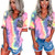 Womens Tie Dye Leopard Print V Neck Short Sleeve Shirt Gradient TShirt Summer Casual Tee TopsPink XL