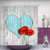 Feierman Red Poppy Shower Curtain Vintage Gray Heart Shaped Wooden Board Bathroom Curtain Fabric Waterproof Polyester with Hooks