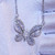 Longfu Fashion Jewelry 925 Sterling Silver CZ Crystal Rhinestone Cute Butterfly Adjustable Pendant Necklace