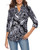 CEASIKERY Womens 34 Sleeve Floral V Neck Tops Casual Tunic Blouse Loose Shirt 011 Black
