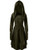 Gemijack Womens Renaissance Costumes Hooded Robe Lace Up Vintage Pullover High Low Long Hoodie Dress Cloak Army Green