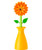 Vigar Flower Power Orange Dish Brush with Vase 10Inches Orange Green