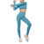 Womens 2 Piece Yoga Legging and Long Sleeve Crop Top Tracksuit Workout Outfits Seamless High Waist Gym Activewear Set Blue L