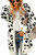 Msikiver Womens Leopard Print Cardigan Sweater Open Front Button Down Long Sleeve Loose Knit Coat with Pockets