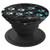 Silver light Blue Dog Paw Print Tracks on Black Marbled Look PopSockets Grip and Stand for Phones and Tablets