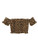 SOLY HUX Womens Leopard Print Off Shoulder Short Sleeve Frill Trim Smocked Crop Top Multicoloured M