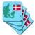 3dRose The Map and Flag of Denmark with Denmark Printed in English and Danish. - Soft Coasters, Set of 8 (CST_37583_2)