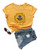 Romwe Womens Casual Sunflower  Letter Print Short Sleeve Summer Tee TShirt Tops Yellow#1 S