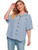 Romwe Womens Plus Size Casual Short Sleeve Button Down High Low Lapel Blouse Shirts Tops Dusty Blue 2 Plus