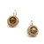 Gold Crystal Rhinestone Rondelle Circle Wire Stud Earrings with Round Brown Crystal Cut