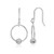 Sterling Silver Polished Open Circle Bead Frontal Hoop Drop Dangle Earrings