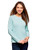 oodji Ultra Womens Textured Knit Cotton Pullover Turquoise US 6  EU 40  M