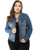 Agnes Orinda Womens Plus Size Classic Washed Front Frayed Denim Jacket Blue 3X