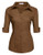 HOTOUCH Womens 34 Sleeve Button Down Shirt with StretchBrownMedium