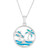 Sterling Silver Created Blue Opal Palm Tree  Dolphins Circle Pendant with 18 Chain
