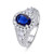 PAKULA 925 Sterling Silver Women Simulated Blue Sapphire Halo Engagement Ring Size 9